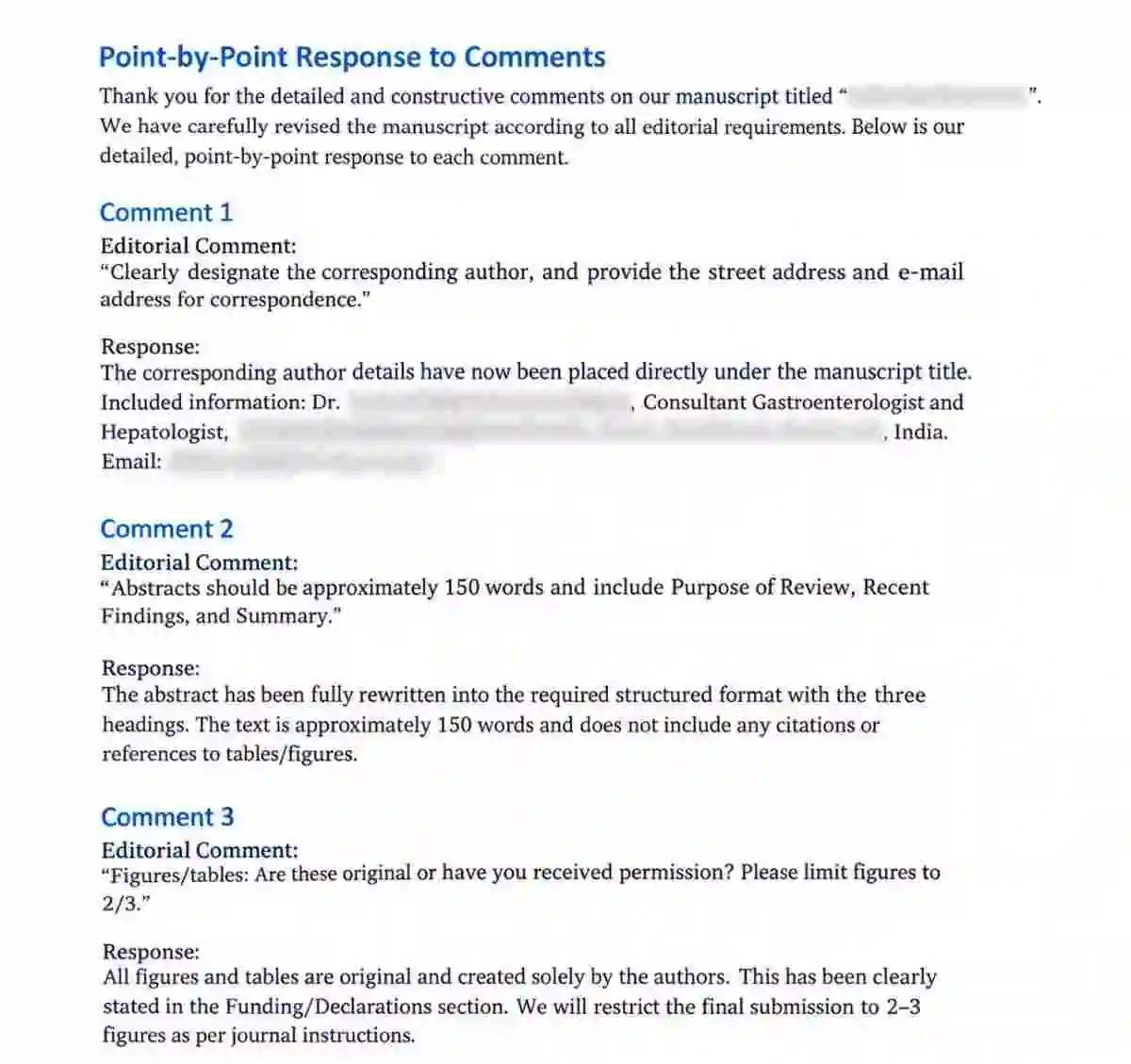 Point-by-Point Response Letter