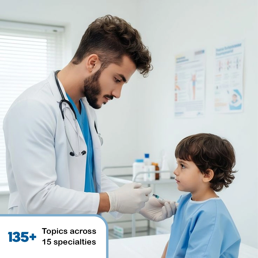 Pediatrician examining a young patient with mother present